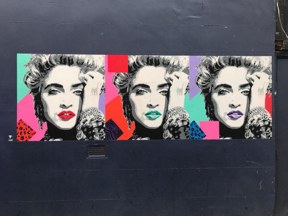 Tribute: The mural is in aid of Madonna's 60th birthday (@pegasusart)