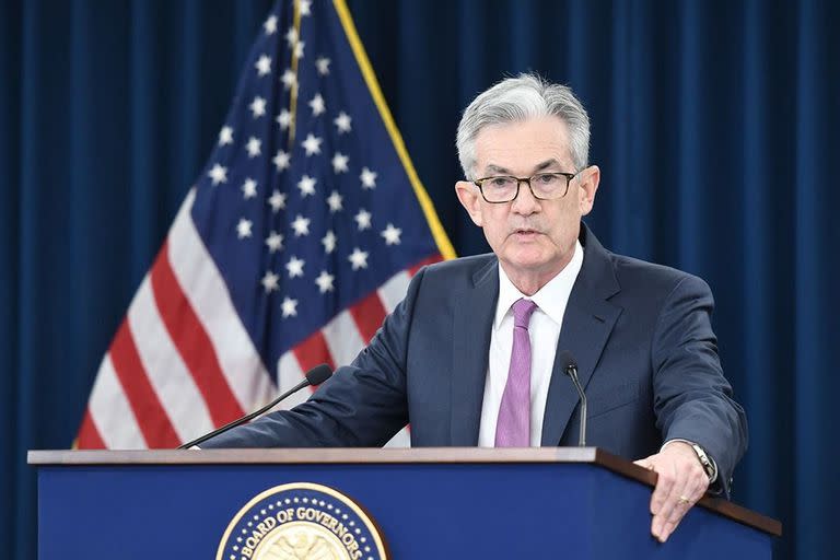 19/06/2019 El presidente de la Reserva Federal de Estados Unidos, Jerome Powell, en la rueda de prensa posterior a la reunión de política monetaria del organismo celebrada el 19 de junio de 2019. ECONOMIA RESERVA FEDERAL DE ESTADOS UNIDOS