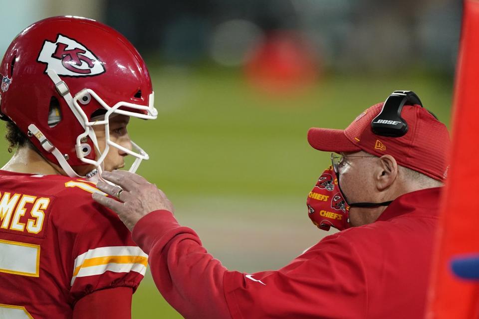 Chiefs head coach Andy Reid admitted after Super Bowl LV he didn't put Patrick Mahomes and the offense in the best position. (AP Photo/Gregory Bull)