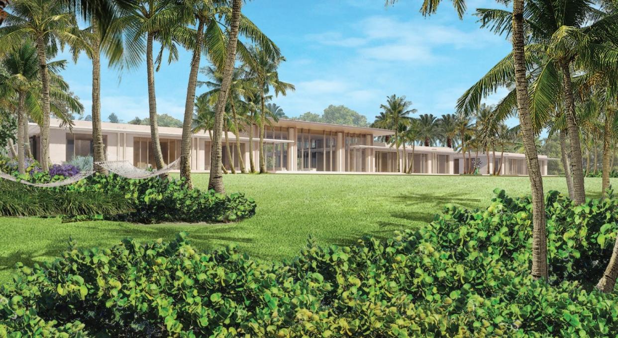 A long-and-lean house designed for hedge-fund manager Ken Griffin's mother on the north side of his Billionaires Row estate in Palm Beach has won the Architectural Board's approval.