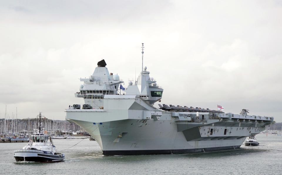 2023年11月3日，英國皇家海軍航空母艦伊麗莎白女王號。美聯社