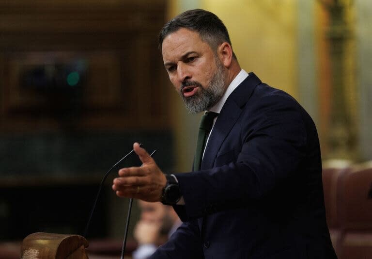 El líder de Vox, Santiago Abascal, interviene durante una sesión plenaria en el Congreso de los Diputados 