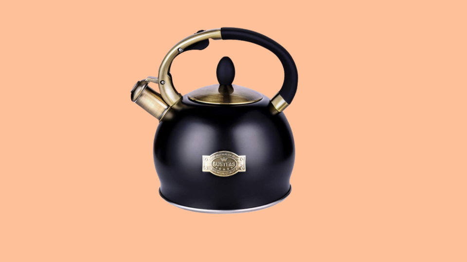 This beautiful tea kettle is sure to be the next fixture of your kitchen.