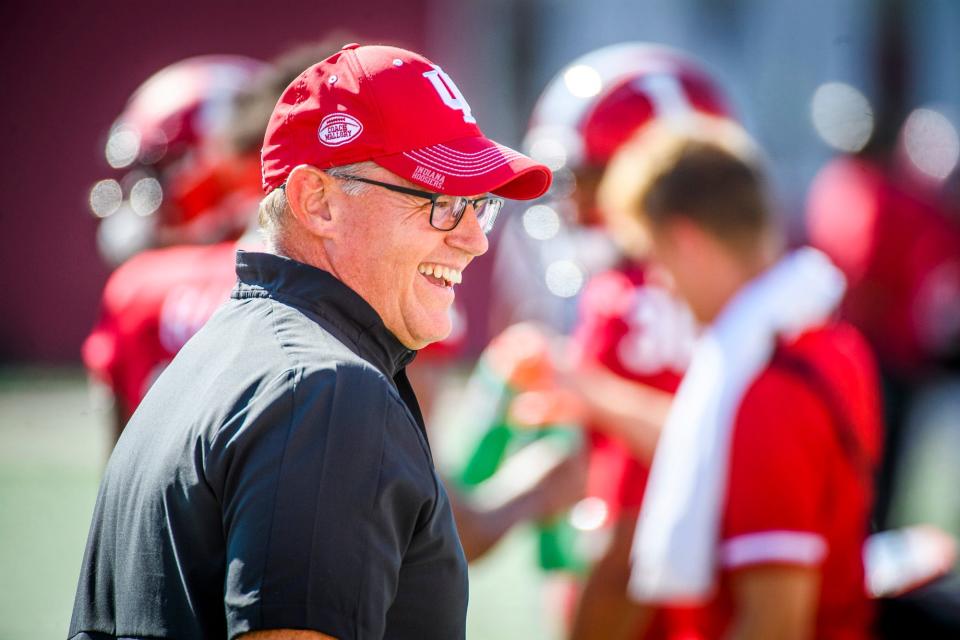 Indiana head coach Tom Allen before the start of the Indiana versus Cincinnati football game at Memorial Stadium on Saturday, September 18, 2021.