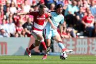 Britain Football Soccer - Middlesbrough v Burnley - Premier League - The Riverside Stadium - 8/4/17 Middlesbrough's Adam Forshaw in action with Burnley's George Boyd Reuters / Scott Heppell Livepic