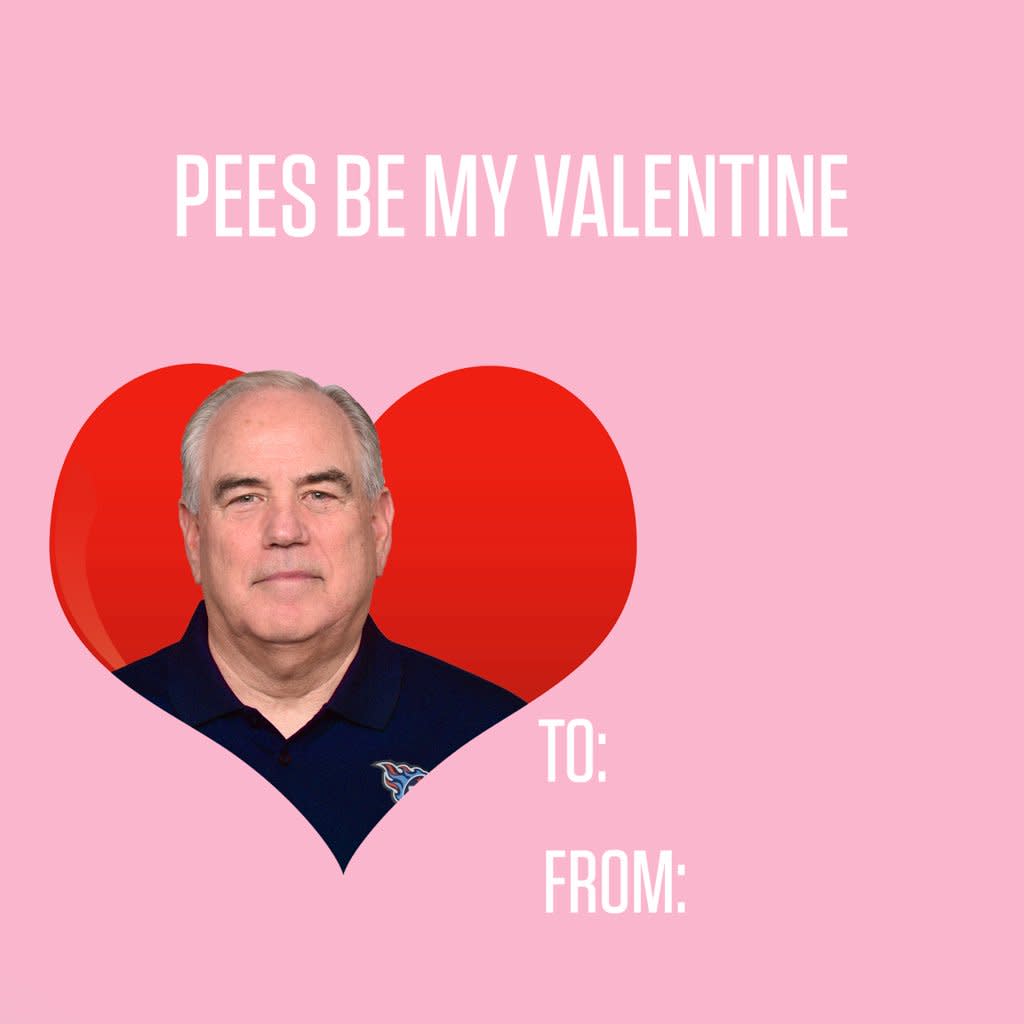 A Valentine with Tennessee defensive coordinator Dean Pees. (Titans Twitter)