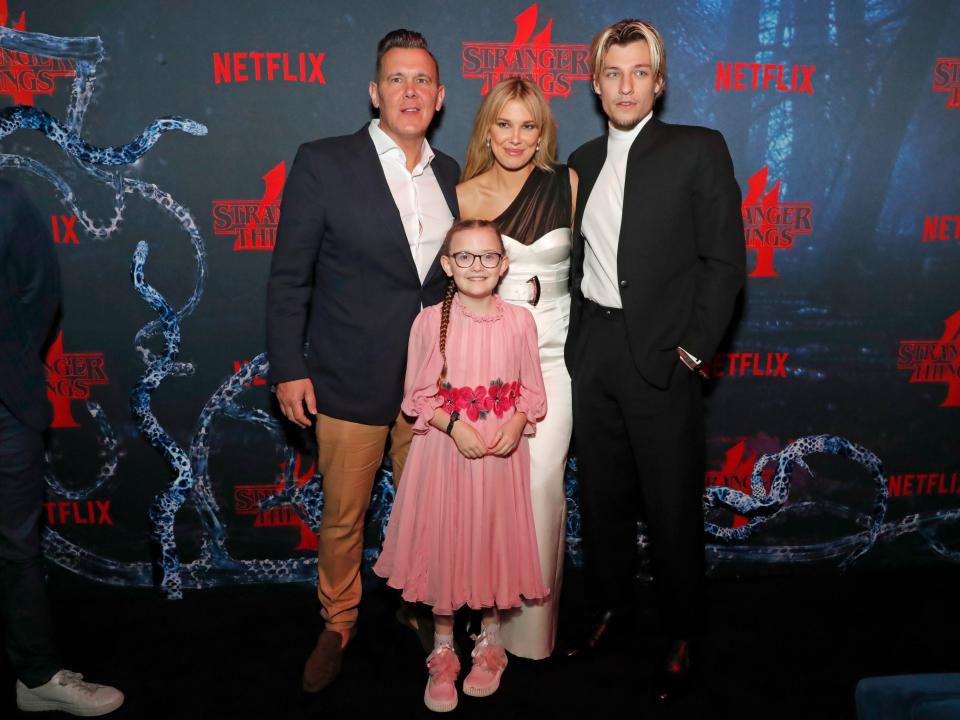 Bobby Brown, Ava Brown, Millie Bobby Brown, Jake Bongiovi attend Netflix's "Stranger Things" Season 4 New York Premiere
