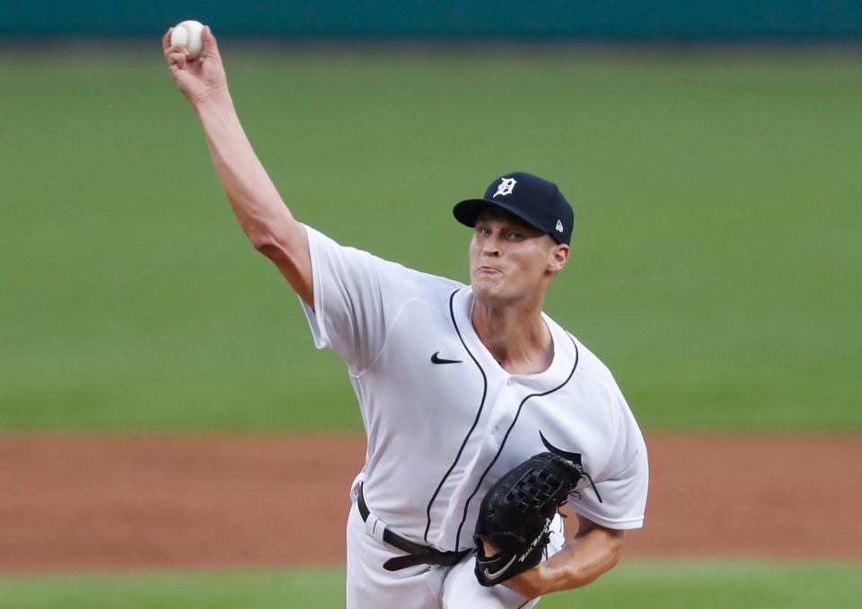 Tigers pitcher Matt Manning throws against the White Sox during the second inning on Monday, Sept. 20, 2021, at Comerica Park.