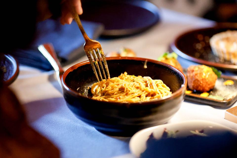 A cacio e pepe ramen dish is served during a Jan. 31 Tiger Style pop-up at GHST in Oklahoma City.