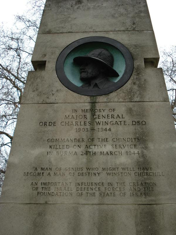 The Chindit memorial bears a portrait of Major General Orde Charles Wingate (Historic England/PA)