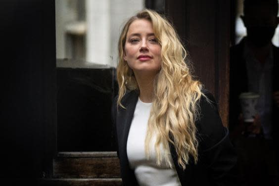 Amber Heard arrives at the High Court in London for a hearing in Johnny Depp’s libel case against the publishers of The Sun (PA)