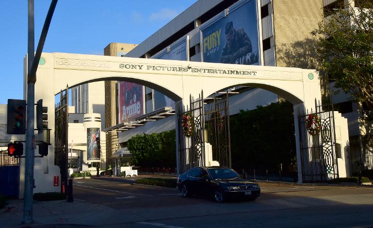 The entrance to Sony Pictures Entertainment is seen in Los Angeles, California, on December 4, 2014