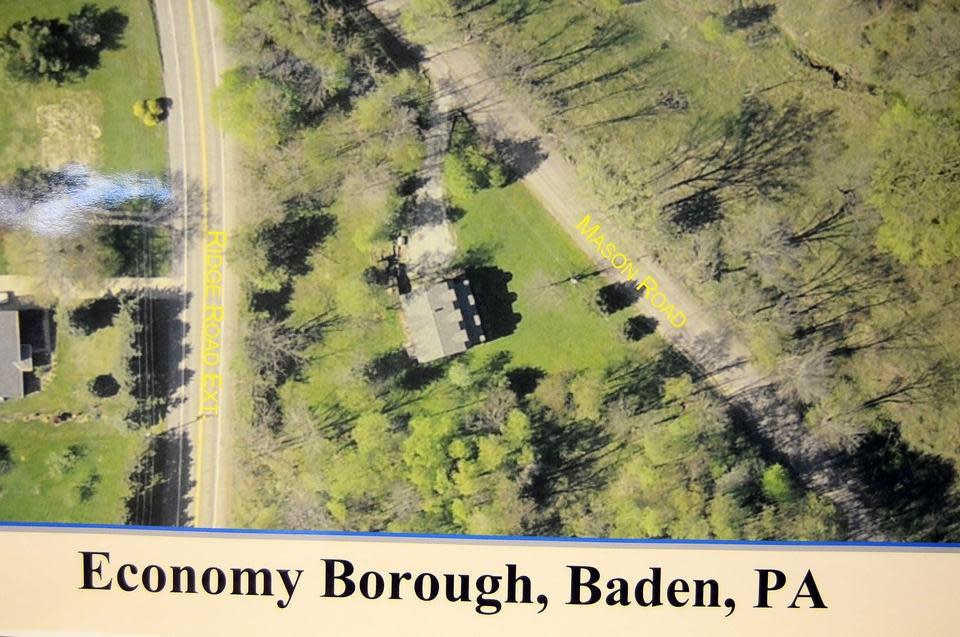 This is an aerial view of the site along Mason Road in Economy where a severed, embalmed head of a woman was found on Dec. 12, 2014. There is still no information as to the identity of the woman and how she came to her final resting place