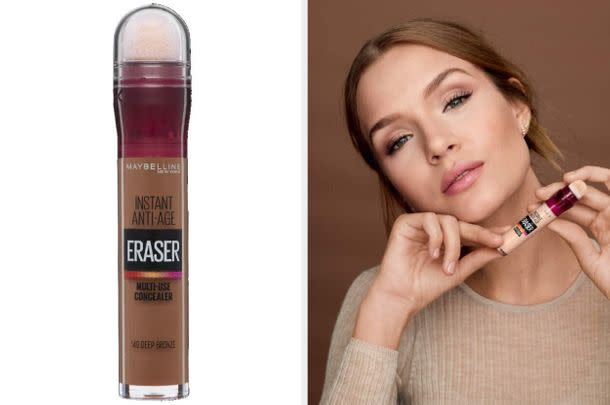 Conceal dark circles, spots, and other blemishes with this brightening Age Rewind concealer from Maybelline.