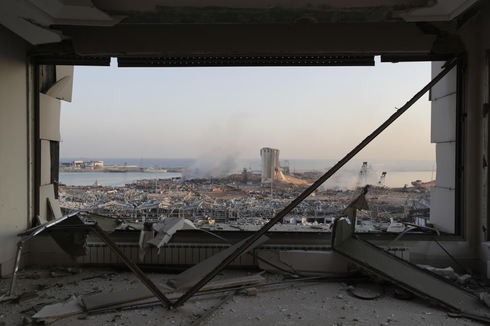 Beirut's destroyed port seen after the massive explosion one day earlier, on Aug. 5 | Hassan Ammar—AP