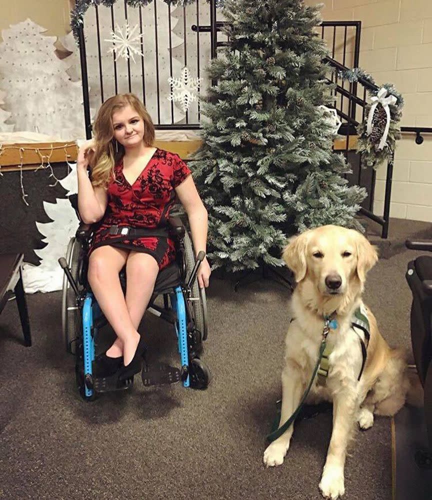Gauge the 6-year-old golden retriever serves as a mobility dog for Erin Bischoff