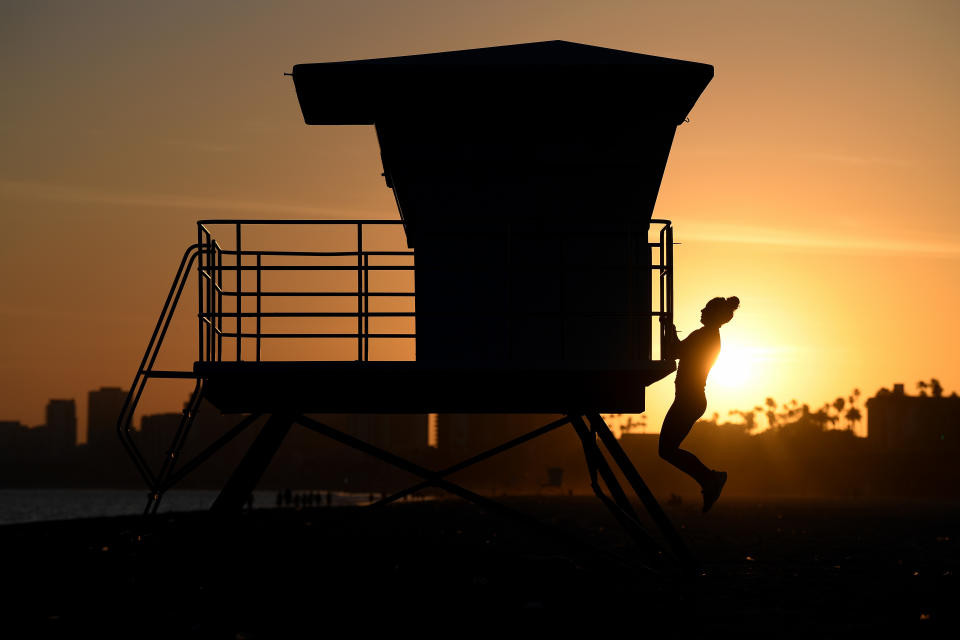 LONG BEACH, CALIFORNIA - MAY 14: U.S. Olympic water polo player Maggie Steffens trains during the coronavirus (COVID-19) pandemic on May 14, 2020 in Long Beach, California. (Photo by Harry How/Getty Images)