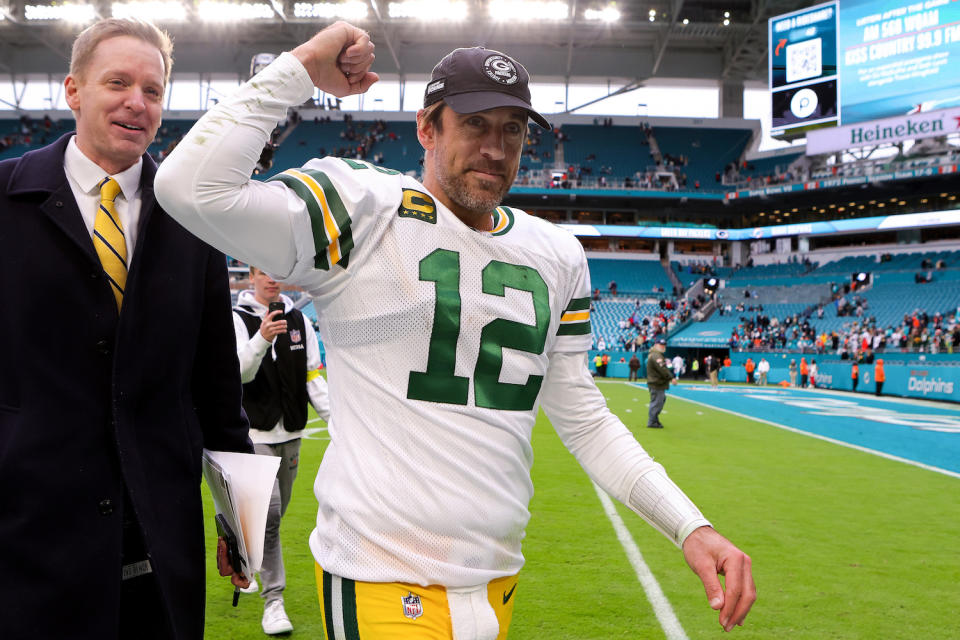 Aaron Rodgers. Photo by Megan Briggs/Getty Images