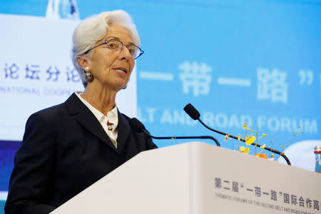 International Monetary Fund (IMF) Managing Director Christine Lagarde attends a thematic forum of the second Belt and Road Forum for international cooperation in Beijing, China, April 25, 2019. REUTERS/Jason Lee