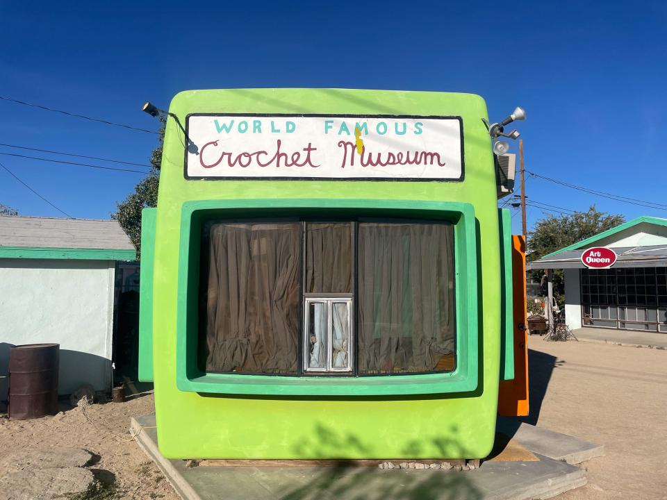 A view of a small crochet museum in California.