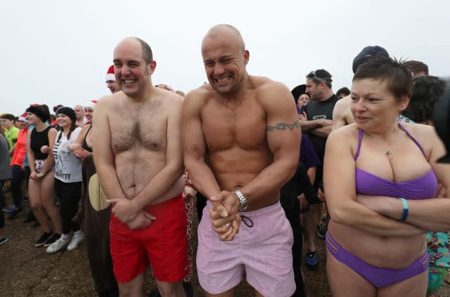 Swimmers prepare to take to the Solent 