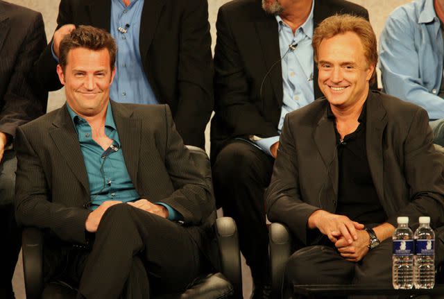 <p>Frederick M. Brown/Getty </p> Matthew Perry and Bradley Whitford