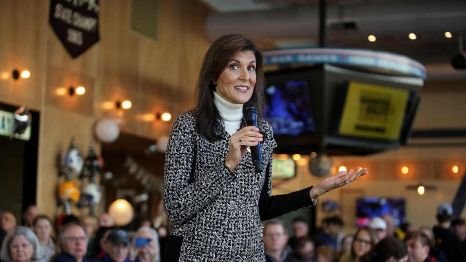 PHOTO: Republican presidential candidate Nikki Haley attends a Lady Hawkeyes Tailgate campaign event in Coralville, Iowa, December 30, 2023. (Rachel Mummey/Reuters)
