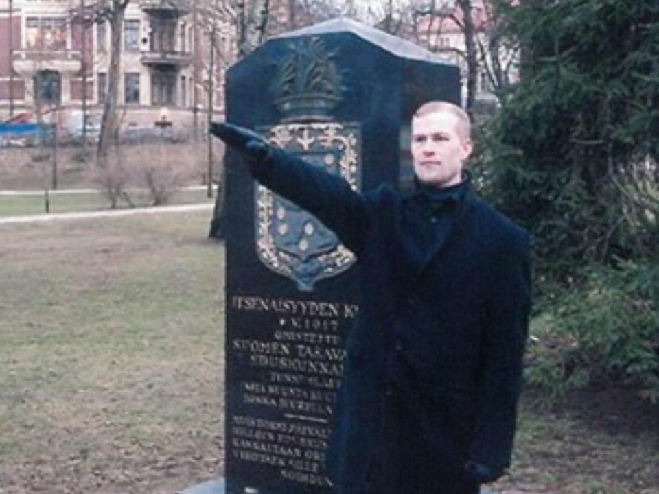 Mikko Vehvilainen, who was born in Finland, performing a Nazi salute: West Midlands Police