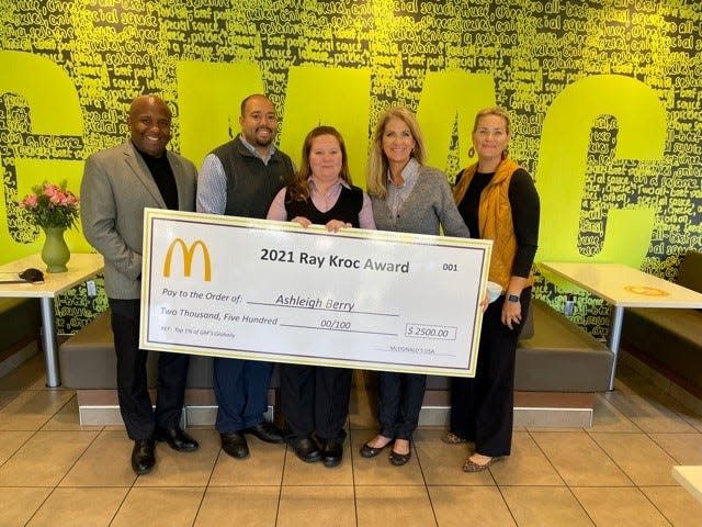 Pictured from left to right are Noel Blackwood, Brandon Smith, Ashleigh Berry, Christine Nevant and Stephanie Taylor. Noel and Stephanie work for McDonald’s corporation.