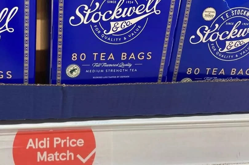 A general image of Tesco Stockwell tea Bags in an Aldi Price Match
