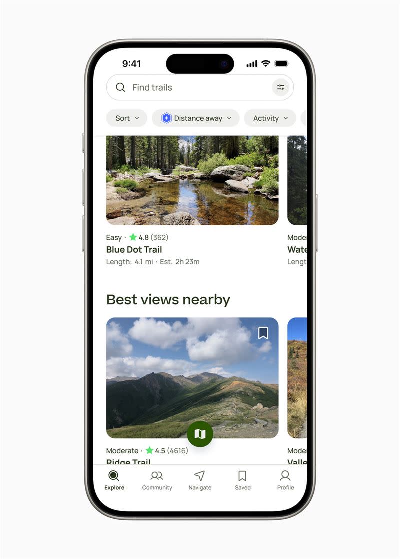  iPhone 年度App 為AllTrails。（圖／蘋果提供）