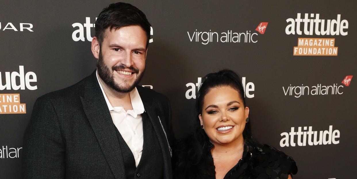 london, england october 12 scott dobinson and scarlett moffatt attend the attitude awards 2022 at the roundhouse on october 12, 2022 in london, england photo by john phillipsgetty images