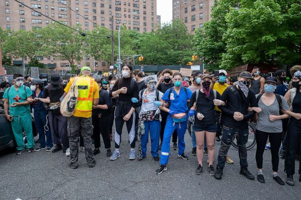 PHOTO: Demonstrators gather to protest the death of George Floyd at the hub the retail and restaurant heart of the South Bronx on June 4, 2020 in the Bronx, New York City. (David Dee Delgado/Getty Images, FILE)