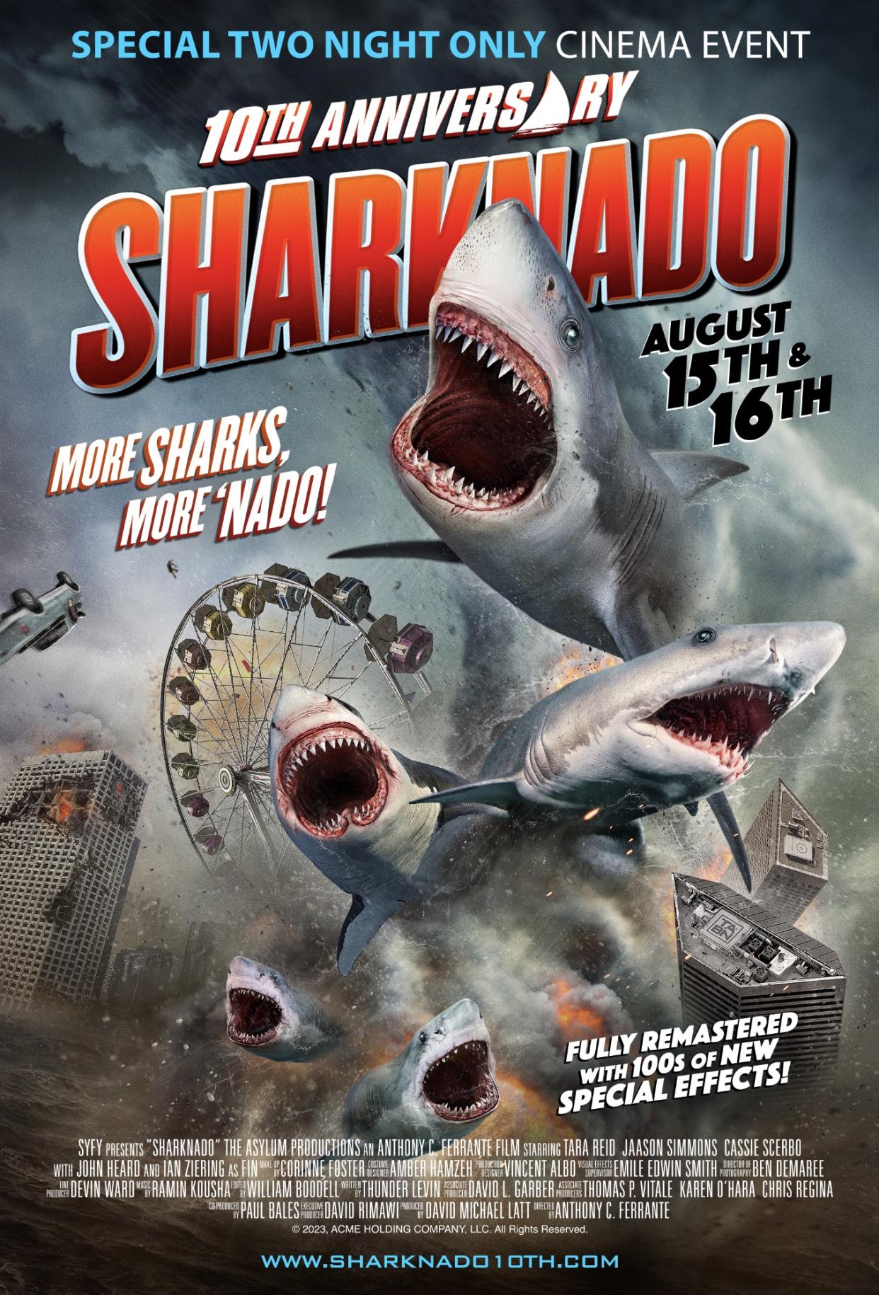 Here's your first look at the poster for Sharknado's 10th anniversary theatrical release. (Photo: Courtesy The Asylum)