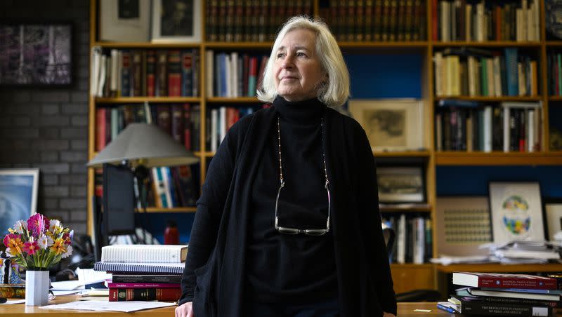 Harvard Law professor Martha Minow, former dean of Harvard Law School and a leading authority on human rights law, poses for a portrait in her office on Thursday, May 4, 2023, in Boston, Mass.