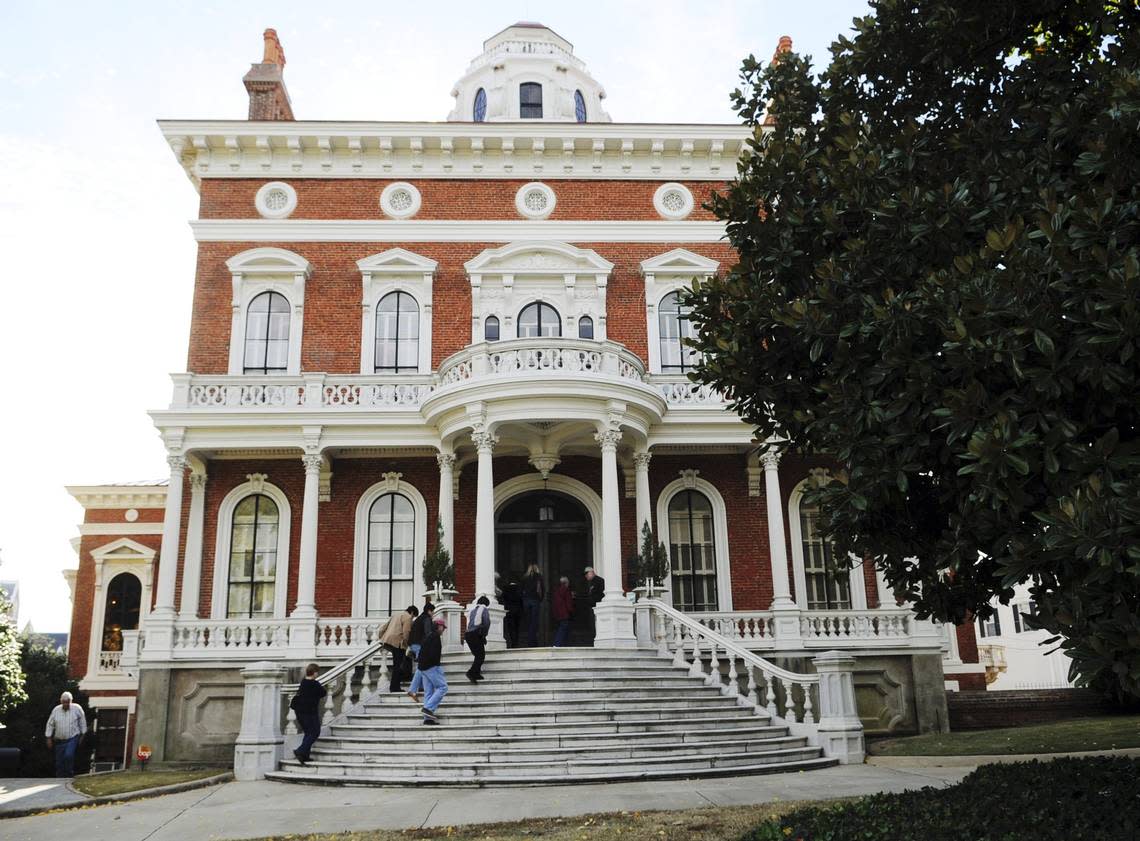 Visitors walk up the steps of the Hay House on Nov. 28, 2010.