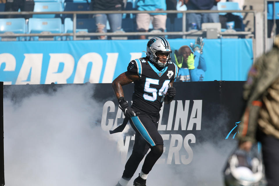 Linebacker Shaq Thompson signed a massive four-year extension with the Panthers on Saturday. (John Byrum/Icon Sportswire/Getty Images)