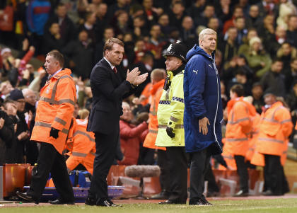 Brendan Rodgers and Arsene Wenger were under fire the first time Liverpool and Arsenal met in December. (AFP)