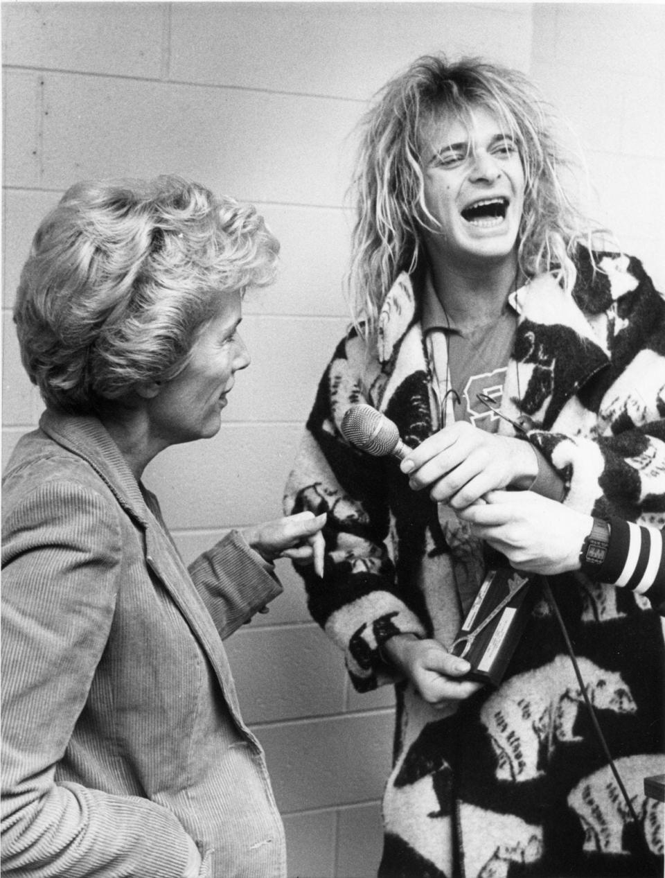 David Lee Roth accepts the key to the city from Mayor Sara J. Robertson just hours before Van Halen kicks off three sold out shows at the Centrum on Oct. 22, 1982.