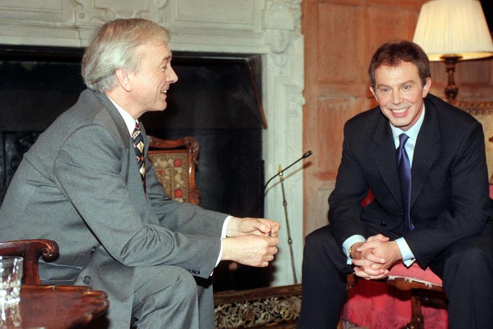 John Humphrys with the then prime minister Tony Blair in 1997 (PA)