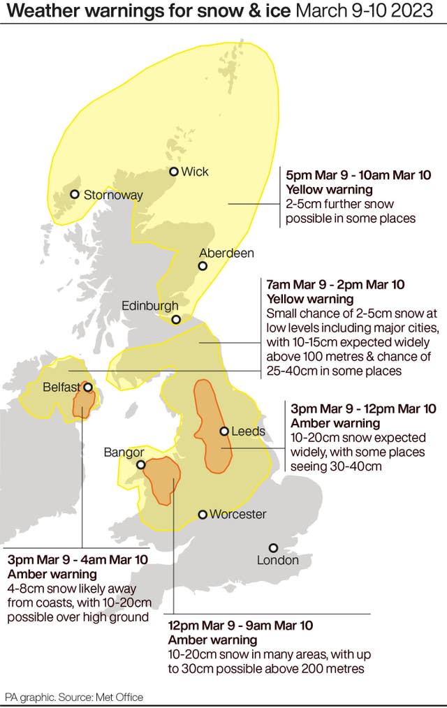 Storm Larisa batters parts of UK with blizzards as travel warnings ...