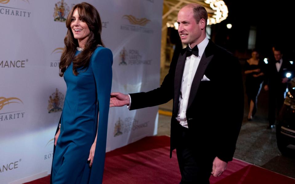 The Prince and Princess of Wales showed no hint of the strain as they attended the Royal Variety Performance