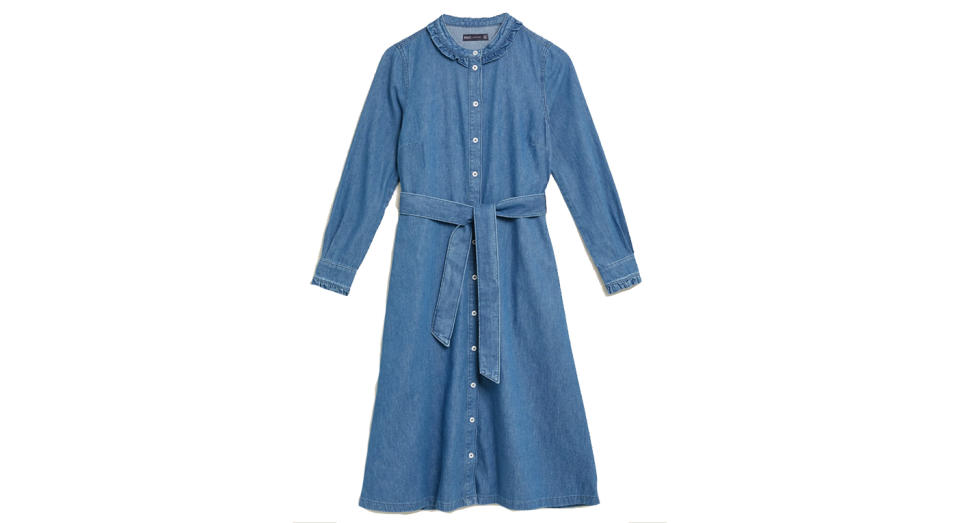 Denim Belted Midi Shirt Dress