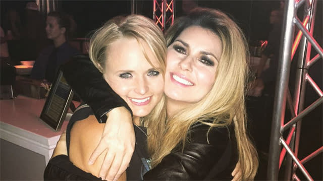 We think mama <em>would</em> approve of the way Miranda Lambert's handling this broken heart. Lambert was all smiles during a girls night out Saturday, when she took in her good friend Shania Twain's concert in Nashville. <strong>WATCH: Miranda Lambert Says She's Been 'Living Off Caffeine and Sad Songs'</strong> Twain shared an Instagram of the two in a big embrace. "Girls night, love seeing you! #RockThisCountry," she captioned the happy snap. The "Kerosene" singer showed an equal amount of love for her pal, sharing a photo of Twain riding high above her audience on a crane covered by a fringe saddle, which is also known as a heavy dose of country swag. It seems the show was exactly what Lambert, 31, needed. She added a few hashtags to the picture, but the most poignant one was the last: Music is medicine. <strong>WATCH: Blake Shelton Sounds Off on Divorce From Miranda Lambert</strong> BFFs have been featured heavily on Lambert's social media since her divorce from husband Blake Shelton. Earlier this week, she shared a photo with a pal and thanked Jesus for coffee, girlfriends and concealer, and she's also been both hanging out with her friend Ashley Monroe and promoting Monroe's new album -- as has Shelton. Lambert has always been a big supporter of not just the main gals in her life but all women in music. Back in May, Lambert, who is also part of the trio Pistol Annies with Monroe, tweeted that she will always "do everything in my power to support and promote female singer/songwriters in country music. Always." I am gonna do everything in my power to support and promote female singer/songwriters in country music. Always.— Miranda Lambert (@mirandalambert) May 28, 2015 <strong>PHOTOS: Miranda Lambert Goes Makeup-Free and Quotes Beyonce</strong> That coffee photo is pretty apt for Lambert, as she recently admitted to fans that she was "living off caffeine and sad songs" during a concert. See the video below.