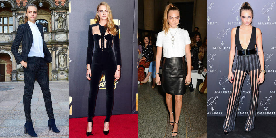 <p>The British model and It girl first caught our eyes with her enviable sneaker collection and penchant for John Lennon sunglasses, but lately Cara Delevingne has been stepping out in a slightly more sophisticated look. Taking the red carpet in tailored pantsuits and cutout dresses, Cara has mastered the art of showing skin sexily. See all her best looks.</p>