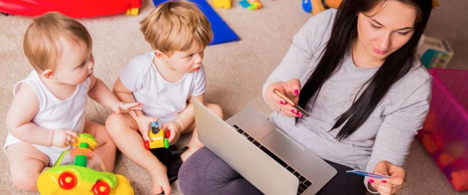 busy mom with credit card