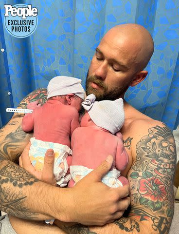 <p>Courtesy of Barbie Blank Coba</p> Joe Coba with twins Jaxon and Brooklyn