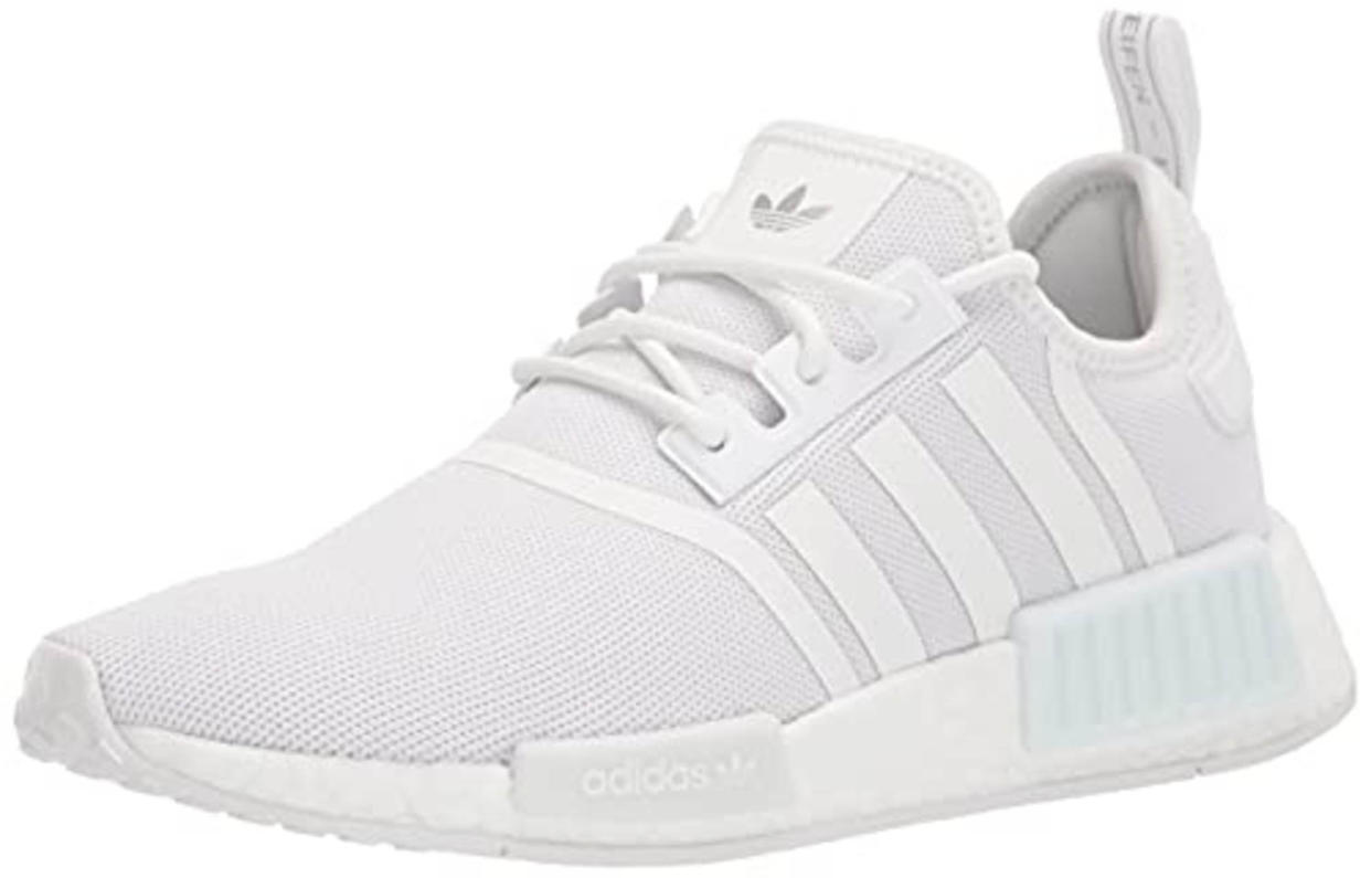 adidas Women's NMD_r1 Sneaker, White/White/Silver Metallic, 8 (AMAZON)