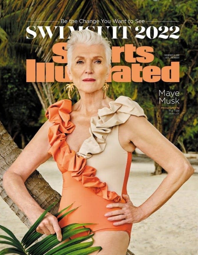 74-year-old MAYE MUSK is now in the spotlight after becoming the oldest model to feature on the Sports Illustrated (SI) Swimsuit cover - Sports Illustrated/ZUMA Press Wire Service/Shutterstock