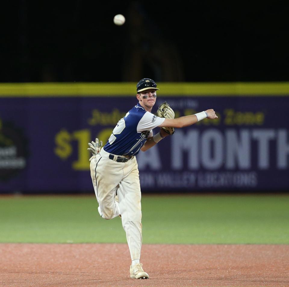 Beacon's Derrick Heaton makes a throw to first from shortstop during a May 12, 2023 baseball game against Chester at Heritage Financial Park.